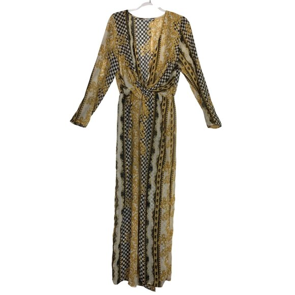 Gold & Black Sheer Maxi Dress Fashion Nova XL Sexy Chain Beach Summer Party Cute - Picture 3 of 6